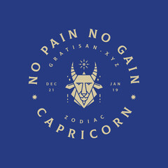 Capricorn zodiac sign emblem design