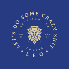 Leo zodiac sign emblem design