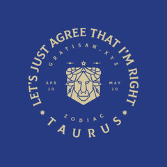 Taurus zodiac sign emblem design