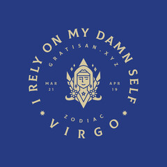 Virgo zodiac sign emblem design