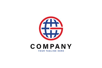  letter g globe logo vector design. Simple Global G Letter design template.