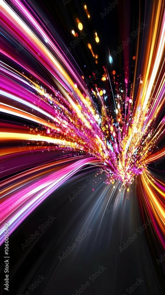 Aufkleber abstract light streaks and particles radiating outwards, creating a dynamic and energetic compositio