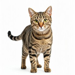 Obraz premium cute tabby cat looking at camera against a white background