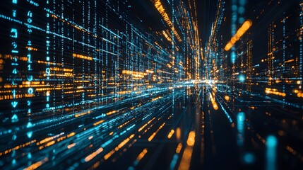 Naklejka premium Cyber Consciousness: The brain’s glow intensifies, as if processing a complex query. 