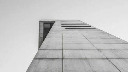 Modern architectural structure captured from a low angle on a clear day in an urban setting