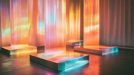 Abstract colorful light reflections creating a mesmerizing visual experience.