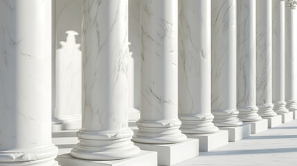 Naklejka premium Side view of the Supreme Court's marble columns, isolated on white background, intricate carvings and shadows