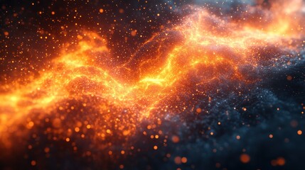 Abstract depiction of fiery energy and cosmic particles.