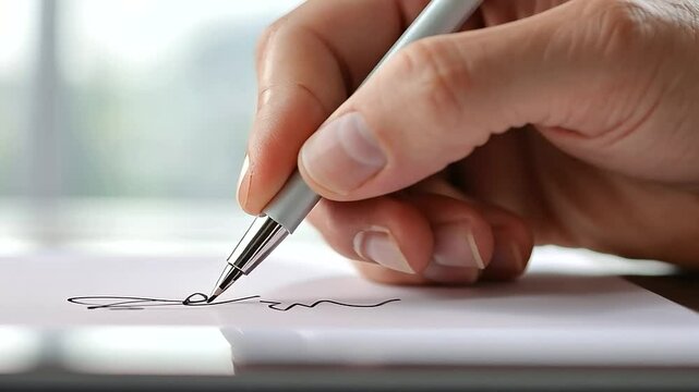 Hand Signing Digital Contract with Stylus on Tablet