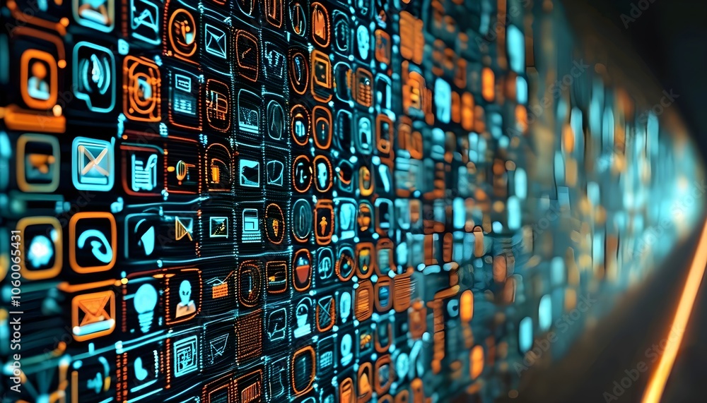 Poster binary code technology background, a digital pattern of blue and green data in a 3d illustration