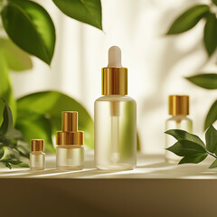 그리너리를 활용한 천연 스킨케어 디스플레이
