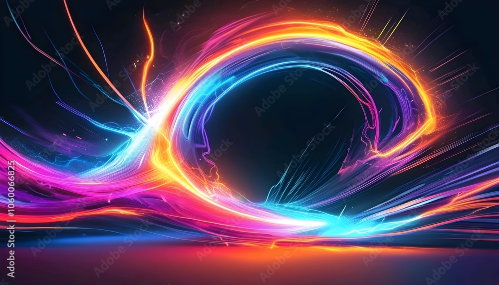 Poster glowing plasma lines swirl in a dynamic, futuristic backdrop