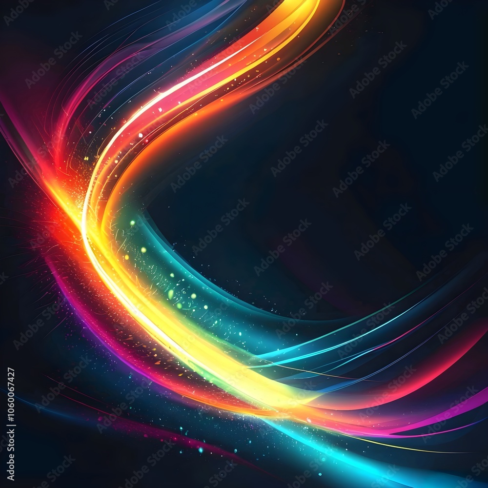 Aufkleber an abstract wave with vibrant colors and glowing patterns illustrating motion and energy
