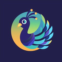Fototapeta premium Peacock Feather illustration creative design isolated on a Dark blue background 