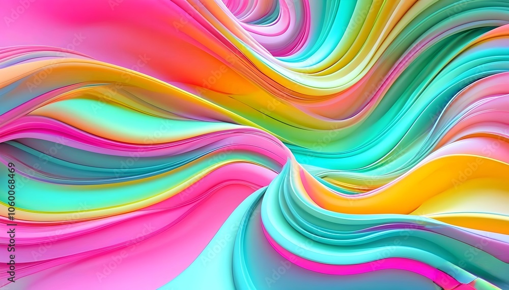 Poster abstract colorful wave design with vibrant lines and smooth curves in rainbow colors