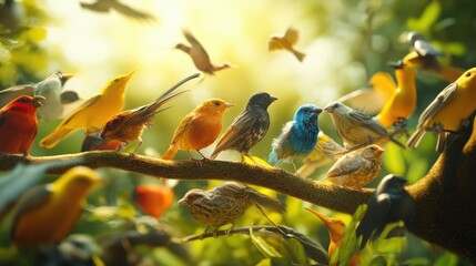 Obraz premium A lively scene of multiple species in harmony, depicting the interconnectedness of biodiversity for International Day