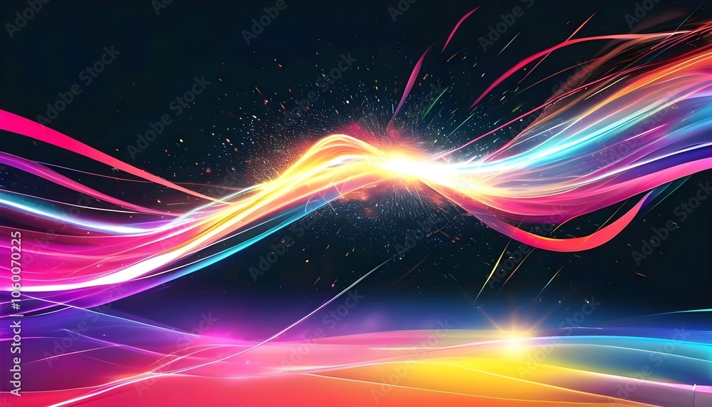 Aufkleber colorful abstract background with glowing lines and vibrant patterns, evoking a sense of motion and 