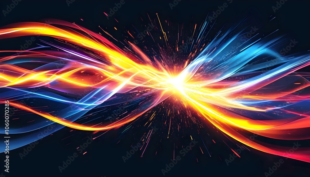 Poster abstract space-inspired background design with a focus on swirling colors and shapes