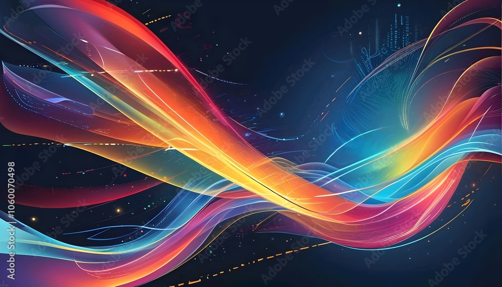 Aufkleber Colorful abstract fractal background with glowing waves and futuristic patterns in a vibrant design