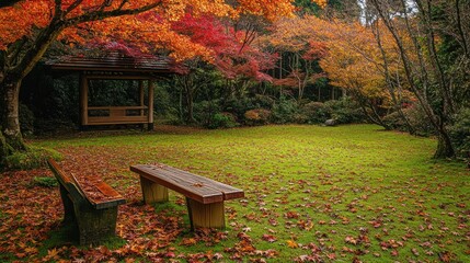 Naklejka premium Autumnal Garden Scene