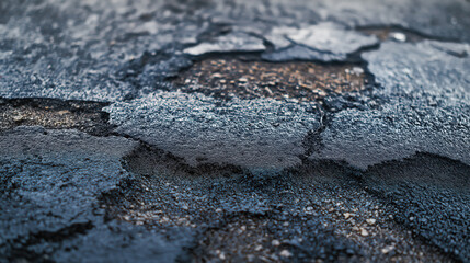 Fototapeta premium A cracked and broken surface, possibly a road or a sidewalk