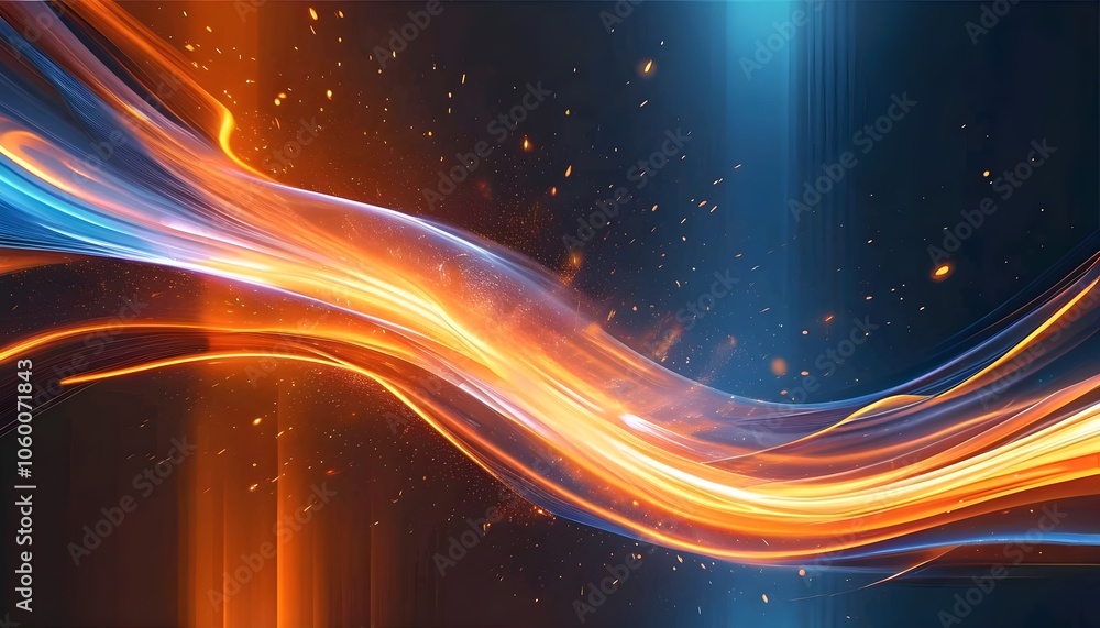 Fototapete glowing abstract background with colorful lines and waves, creating a vibrant and futuristic design