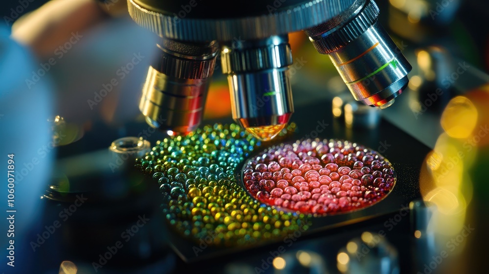 Poster detailed view of a scientist studying plant cells under a microscope, highlighting the importance of