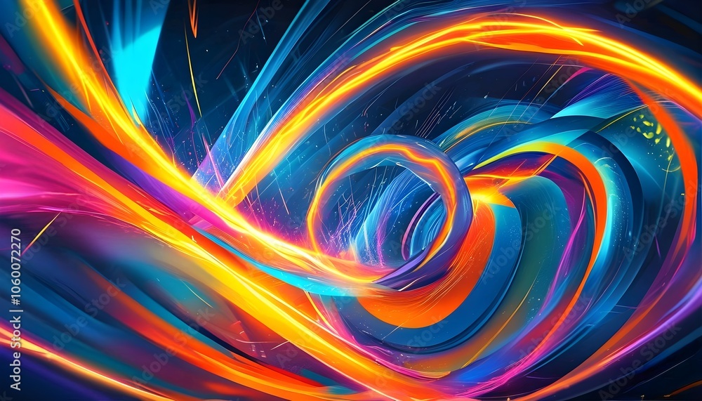 Poster colorful abstract fractal background with swirling patterns and vibrant energy, creating a futuristi