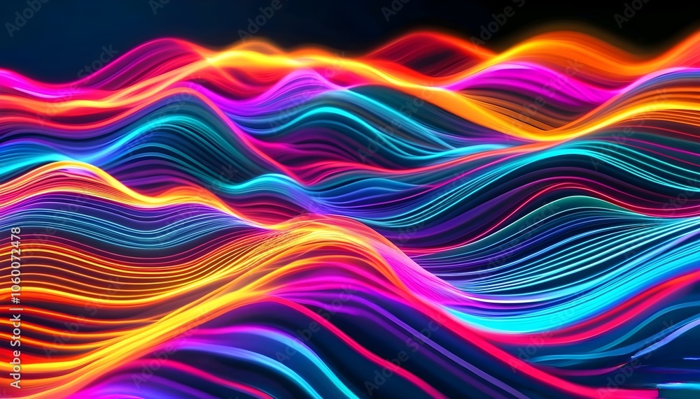Poster colorful abstract wave background with vibrant lines and textures creating a bright, dynamic wallpap