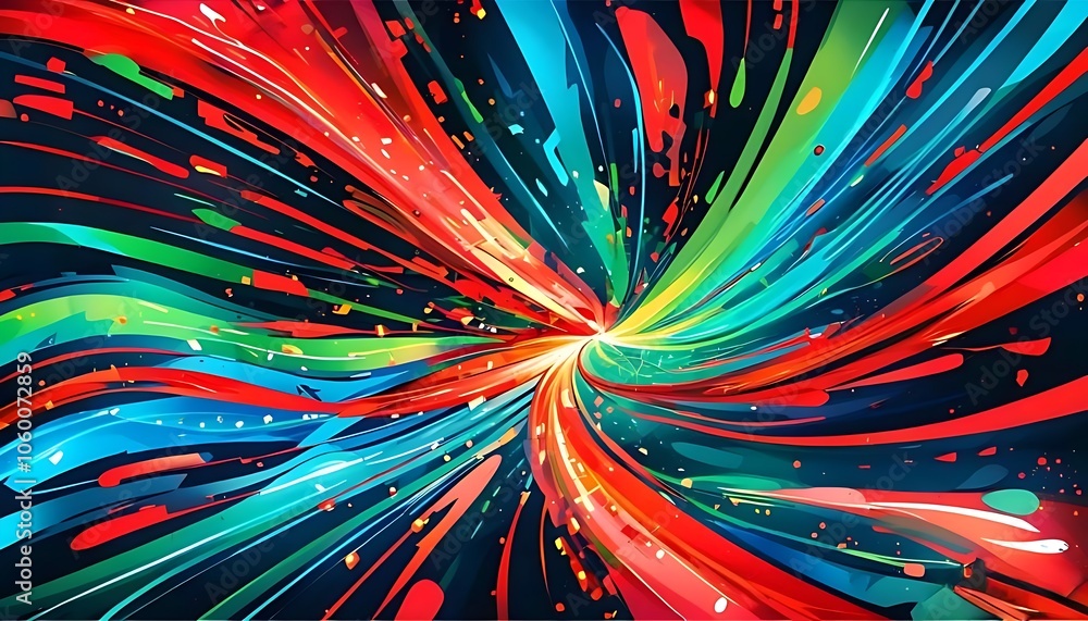 Aufkleber colorful abstract background featuring vibrant lines and fractal patterns in a dynamic explosion of 