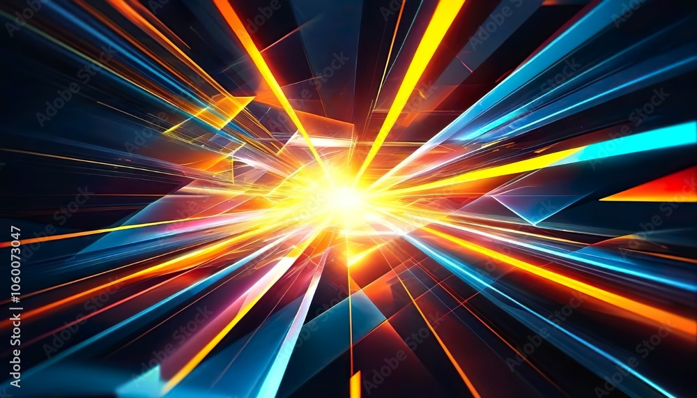 Aufkleber vibrant abstract background with glowing rays and dynamic lines, evoking a sense of speed and energy