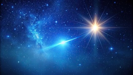 Fototapeta premium An endless expanse of deep blue space with a single shooting star streaking across the sky, space, universe, galaxy, stellar background, meteor