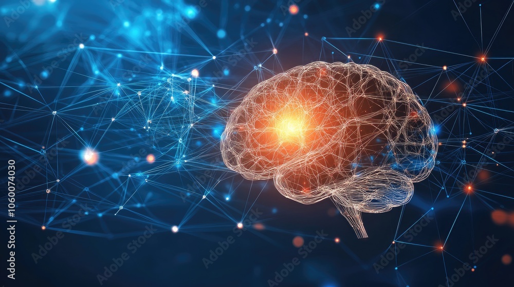 Poster a digital neural network with intricate connections, symbolizing the future of brain science and neu