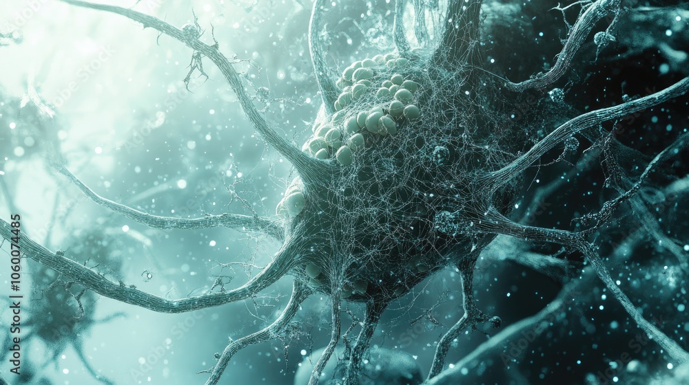 Aufkleber digital neural pathways with intricate connections, capturing the forefront of neuroscience advancem
