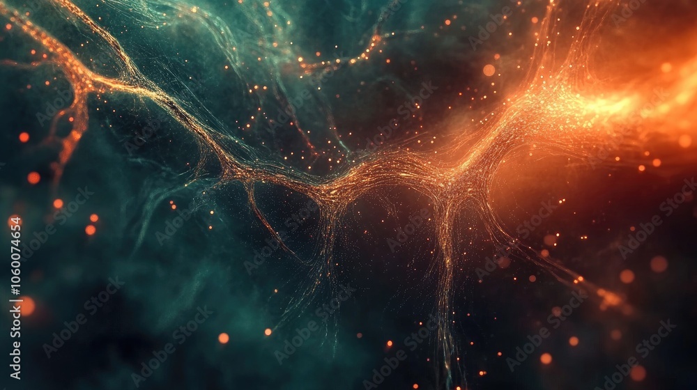 Poster futuristic neural network in digital design, symbolizing the intricate pathways of modern neuroscien