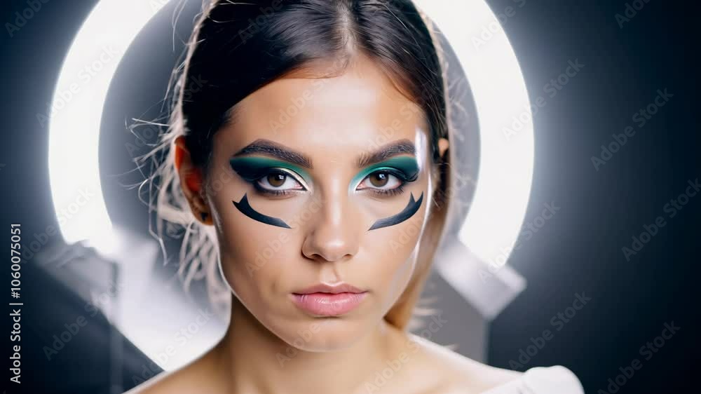 Poster camera movement and smooth circular pan studio lighting establishing scene model showcasing bold geo