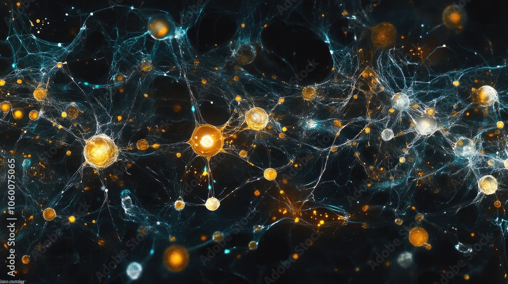 Poster a complex digital neural network with glowing connections, symbolizing advances in brain science