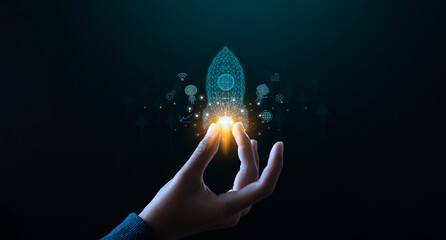 A hand reaching out to touch a glowing energy source, representing creativity, magic, and potential...