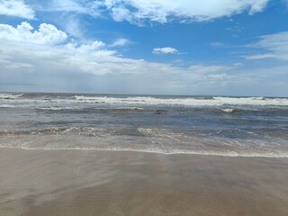 The Allure of Tropical Beaches.Paradise Found in Coastal Landscapes.Summer closeup sunset sea sky landscape.Colorful ocean beach sunrise.Beautiful beach reflections calm waves, soft sandy beach.