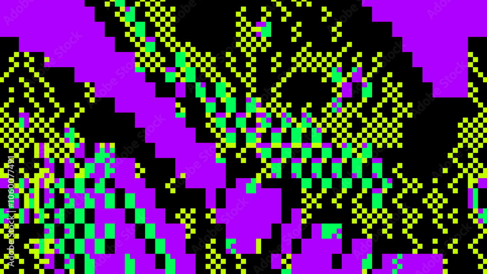 Poster abstract geometric background design elements in 80s, 90s, y2k, 2000s lo-fi retro 8-bit pixel retro 
