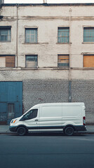 Delivery truck with blank white board for mockup