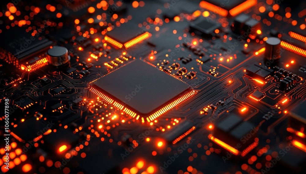 Aufkleber Illuminated Central Processing Unit on a Circuit Board