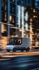 Fototapeta premium Delivery truck with blank white board for mockup