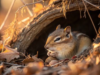 Cozy Macro Photograph of a Snuggled-Up Animal in a Vibrant Winter Wonderland Setting Outdoors