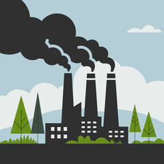 Fototapeta premium Air Pollution icon Industrial Factory air pollution vector art design image