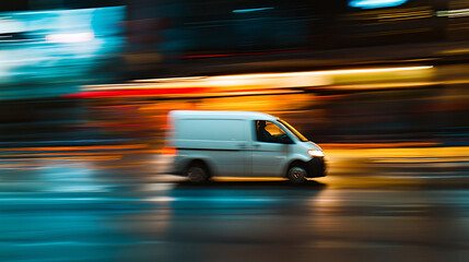 Fototapeta premium Delivery truck with blank white board for mockup