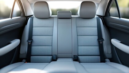 Backseat view in a new car highlighting the sophisticated design of seats.
