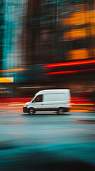 Fototapeta premium Delivery truck with blank white board for mockup