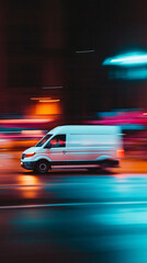 Fototapeta premium Delivery truck with blank white board for mockup