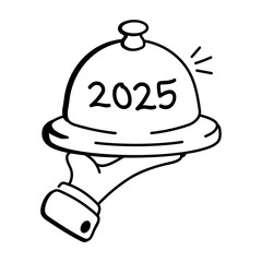 Fototapeta premium Doodle icon of a hand holding a dinner tray